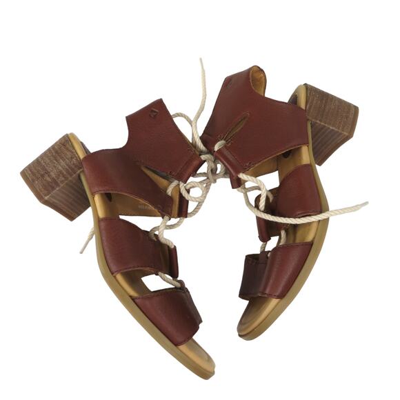 Sperry Top Sider Vivienne Lia Leather Sandals Lace Up Block Heel Size 7 - Picture 3 of 9